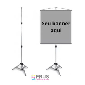 Tripé Porta Banner 2,20m Com Garras Pedestal Suporte Imediato
